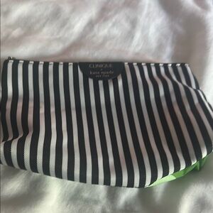 Kate Spade and Clinique Black and White Striped Cosmetic Bag